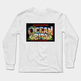 Greetings from Ocean City, New Jersey - Vintage Large Letter Postcard Long Sleeve T-Shirt